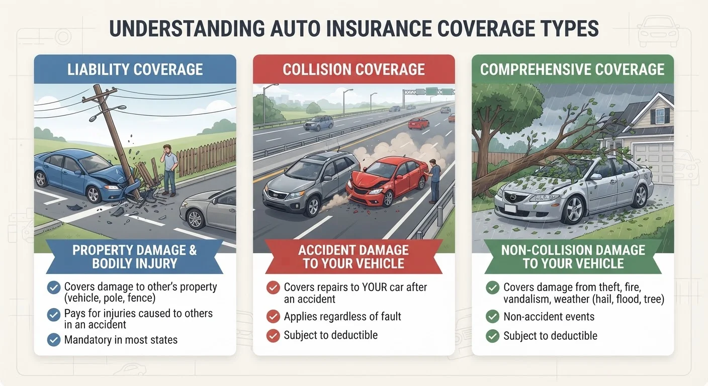 Liability, Collision, and Comprehensive: What Each Coverage Actually Covers